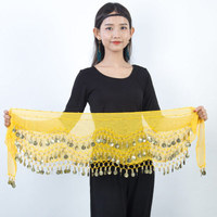 2026 Ceinture de danse orientale pour costume, style jupe-écharpe, avec rangées de pièces d'or