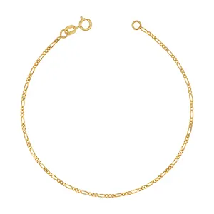 Milskye fashion women jewelry 925 sterling silver gold baby figaro chain bracelet