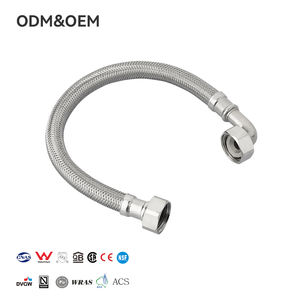 工場厨房用モダンフレキシブルステンレス鋼編組1/2インチ水道ホースユニバーサルトイレエルボ継手蛇口供給コネクター - Product Image 1