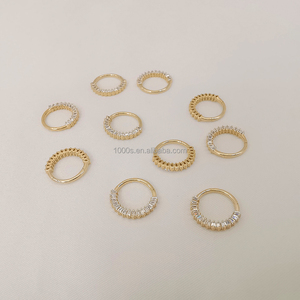 AU585 <strong>14K</strong> Solid Yellow Gold Jewelry Zircon <strong>Nose</strong> Ring Piercing Jewelry for Women and Men - Product Image 3