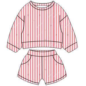 Nouvelle mode Pull rayé pour petits garçons et short à taille élastique Ensemble 2 pièces pour tout-petits Enfants Haut à manches longues avec poche Short - Product Image 5