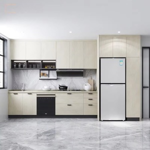 Mobile da Cucina Smmart in Legno Massello Bianco con Asciugapiatti, Arredamento Cucina in Birr Etiope, Senza Maniglie, Marmo Moderno, Melamina, 5 Anni di Garanzia - Product Image 2