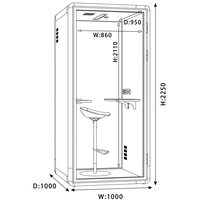 Cabine téléphonique de bureau mobile individuelle moderne en aluminium modulaire avec verre d'intimité insonorisé pour mini-bureau, bâtiment ou hôtel
