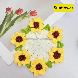 Ramo de Flores de Ganchillo Hecho a Mano: Girasol, Rosa, Lirio de los Valles, Flor de No <span class=keywords><strong>Me</strong></span> Olvides, Maceta y Posavasos. Regalo para el Día de la Madre, Maestros y Graduaciones. - Product Image 5