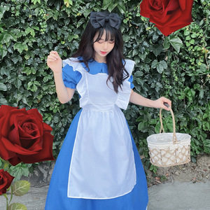 Disfraz de Sirvienta de Alicia en el País de las Maravillas de Yi Xiaoyi, Vestido Lolita Azul con Delantal y Tocado para Cosplay de Halloween - Product Image 1