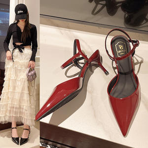 รองเท้าส้นสูงแบบสวมสำหรับผู้หญิง ยี่ห้อดัง ตกแต่งด้วยหนังแท้ ประดับด้วยหัวเข็มขัดคริสตัล ระบายอากาศได้ดี สวมใส่สบาย ดีไซน์ล่าสุด - Product Image 2