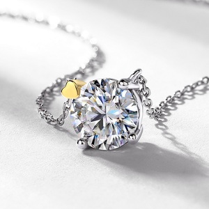 <span class=keywords><strong>Oro</strong></span> bianco placcato <span class=keywords><strong>925</strong></span> argento Sterling collana pendente 1 carato Moissanite CZ solitario Design per fidanzamento festa di nozze - Product Image 3