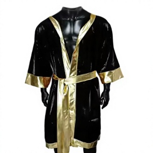 PROFIT SPORTS Robe de boxe jaune avec bordure argentée, respirante, séchage rapide, en polyester, confortable, pour entraînement, pour hommes adultes, toutes saisons - Product Image 4