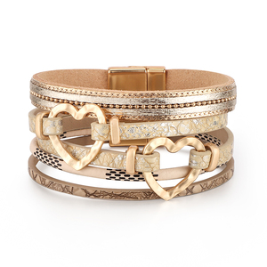 2025 New Hot Selling Hand-Woven <b>Leather</b> <b>Bracelet</b> With Alloy Magnetic Buckle Bohemian Multi-Layer PU <b>Bracelet</b> for Women - Product Image 1