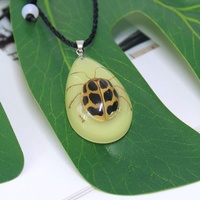 Collier tendance en plastique avec spécimen d'insecte naturel, pendentif lumineux en forme d'insecte, chaîne en corde, vente directe fabricant
