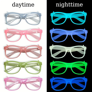 Occhiali da festa luminosi al Neon da 1 pezzo | Glow-in -Dark, | Montature in plastica resistente per barre, occhiali Glowindark - Product Image 2