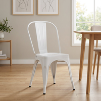 Chaise de salle à manger moderne en métal, robuste, empilable, pour usage hôtelier, écologique, imperméable, avec revêtement poudré, design industriel antique
