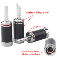 Borne banane en Fiber de carbone plaquée Rhodium en cuivre pur, amplificateur de haut-parleur Hifi, bornes de prise RCA