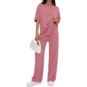 Conjunto de 2 Piezas para Mujer FOXA, Manga Corta, Tejido Transpirable, Informal, para Primavera/Verano, Ideal para Viajes - Product Image 1