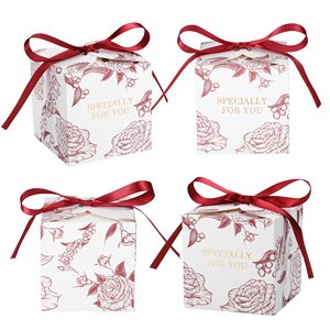 กล่องกระดาษคราฟท์สีแดงหวานพร้อมริบบิ้นกระดาษตกแต่ง<span class=keywords><strong>แฟนซี</strong></span>สำหรับบรรจุภัณฑ์ช็อคโกแลตและน้ำตาลสำหรับงานแต่งงาน - Product Image 3