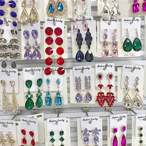 Wholesale jewelry Bulk Earrings Elegant Vintage Style colorful rhinestone Earrings for women