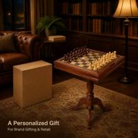 Table d'échecs et de backgammon en bois d'extérieur avec plateau pliable et tiroir pour enfants, utilisation en jardin/patio - Cadeau écologique