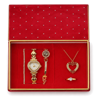 Coffret Cadeau Montre et Bijoux pour Femme Elite 5 Pièces – Élégant Ensemble Or Rose : Montre-Bracelet, Bracelet, Collier, Bague, Boucles d'Oreilles – Cadeau d'Entreprise B2B