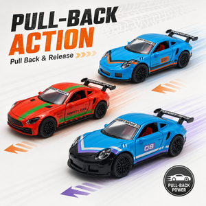 Venta al por mayor: Coche de juguete deportivo de carreras a escala 1:36 de aleación fundida a presión con alerón trasero abrible, puertas que se abren, ruedas de plástico y metal móviles, estilo <span class=keywords><strong>GTR</strong></span>. - Product Image 4