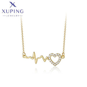 Joyería XUPING 44526 para mujer, joyería personalizada con latido del corazón a la moda para niñas, collares personalizados de la suerte chapados en oro de 14 quilates - Product Image 1