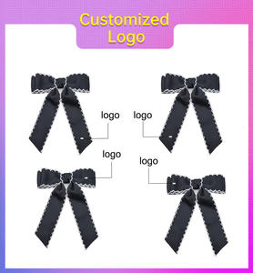 ODM özel logo saç yay kız okula geri işlemeli harfler ABCD uzun kuyruk ay dikiş yay - Product Image 4