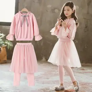 Filles adolescentes Vêtements Doux Flare Manches Haut et Jupe Ensembles Enfants Fille Vêtements Élégant pour Les Grandes Filles Automne Tenues Scolaires 10 12 Ans