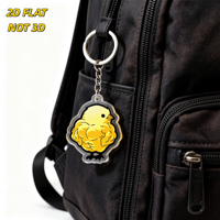 Porte-clés en acrylique en forme de poussin jaune mignon, double face transparent, motif oiseau de dessin animé, pour clés et sacs, accessoire durable et léger