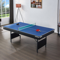 Table de billard pliable multifonctionnelle 3-en-1 pour l'intérieur, 6 pieds, avec cadre en MDF et coussin en caoutchouc, portable