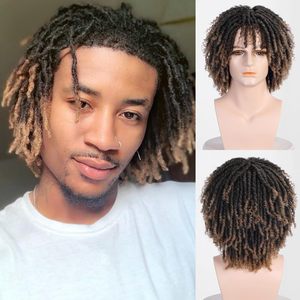 Peluca trenzada larga corta Peluca de ganchillo para hombres con cabello rizado africano Negro para la vida diaria y fiestas Cabello falso para hombres - Product Image 6