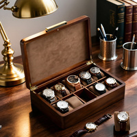 Boîte à montres en bois personnalisée avec rouleaux et séparateurs en velours amovibles, boîte de rangement multi-compartiments en bois pour montres et bijoux