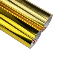 Rouleau de vinyle auto-adhésif métallique PET personnalisé, imperméable, or et argent, film décoratif pour traceur