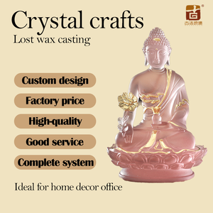 Estatua de cristal esmerilado de Buda de la medicina, decoración de Altar espiritual hecha a mano, detalle de hoja de oro, figura de bendición de bienestar - Product Image 4