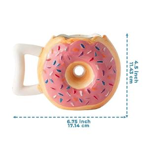 Taza de rosquilla de cerámica Rosa esmaltada, vaso para café - Product Image 5