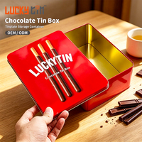 Boîte en métal rectangulaire de qualité supérieure, personnalisée en usine, recyclable, de qualité alimentaire, pour chocolat