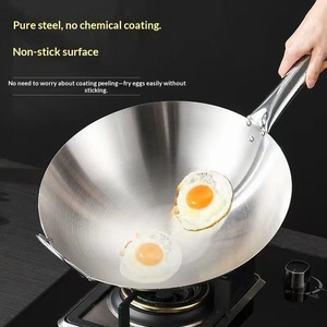 <span class=keywords><strong>Wok</strong></span> de Acero Inoxidable con Doble Asa y Base Cruzada, Olla de Cocina con Mango de Madera, Suministro Comercial Específico para Hoteles - Product Image 2