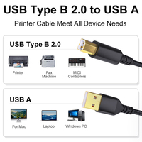 Câble d'imprimante USB Type A vers B, port carré, compatible avec Epson, Dell, Lexmark, Brother, transfert de données, 1m, 2m, 3m