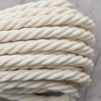 Cordon en macramé torsadé en coton naturel 100% blanc, corde tressée faite à la main pour décoration murale en gros