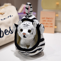 Jouets en peluche d'animaux de la jungle, simulation de Noël, petit tigre, peluche pour animaux de compagnie, nid en peluche, jouet amusant, poupée girafe, poupée léopard, poupée lion, cadeau pour enfants
