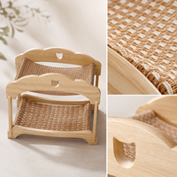 Lit pour chat à double étage, griffoir en sisal, maison pour chat en MDF, grand espace pour plusieurs chats avec rideau amovible, mobilier pour animaux de compagnie d'intérieur