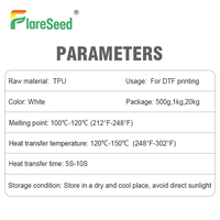Poudre thermofusible DTF TPU blanche pour impression numérique avec caractéristiques imperméables et lavables, compatible avec les colorants à base d'eau, 1 kg, personnalisable