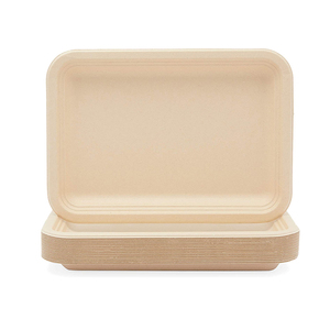 صواني تقديم طعام للاستخدام مرة واحدة مقاس 14 × 10 × 0.9 بوصة للحفلات، صينية مستطيلة كبيرة قابلة للتحلل من لب قصب السكر - Product Image 5