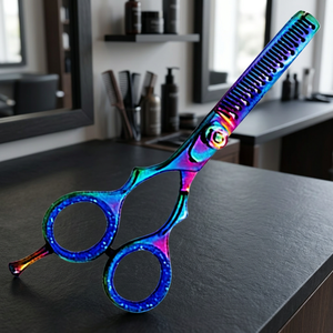Ciseaux de coiffure professionnels ASAP pour gauchers, en acier inoxydable, à long manche, avec dents, 26 pouces, pour la coupe fine des cheveux - Product Image 3