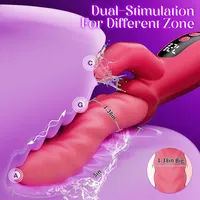 Vibromasseur 2-en-1 à ondes pulsatoires pour femmes, stimulation par pression de la langue et des doigts, jouet sexuel, masturbateur féminin avec écran LED
