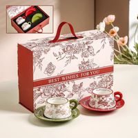 Ensemble tasse et soucoupe à café de style américain rétro - Haute couture - Instagram-worthy - Pour les couples et le goûter des dames