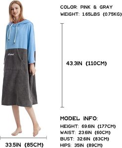 <span class=keywords><strong>Poncho</strong></span> <span class=keywords><strong>de</strong></span> plage à capuche avec poche, séchage rapide, en microfibre, pour femme, idéal pour le surf, la natation et la piscine, vente en gros - Product Image 2