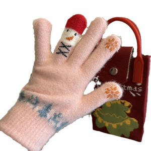 ถุงมือกันหนาวแบบยูนิเซ็กซ์สำหรับฤดูหนาว ลายคริสต์มาส ซานต้า เกล็ดหิมะ ต้นคริสต์มาส กวางเรนเดียร์ ถักลายแจ็คการ์ด แบบเต็มนิ้ว - Product Image 5