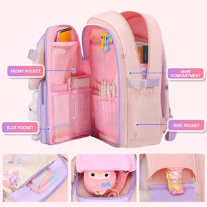 Sac à dos scolaire Oxford rose mignon de grande capacité personnalisé étanche sac d'étudiant primaire à la mode pour filles sac à dos pour enfants - Product Image 3