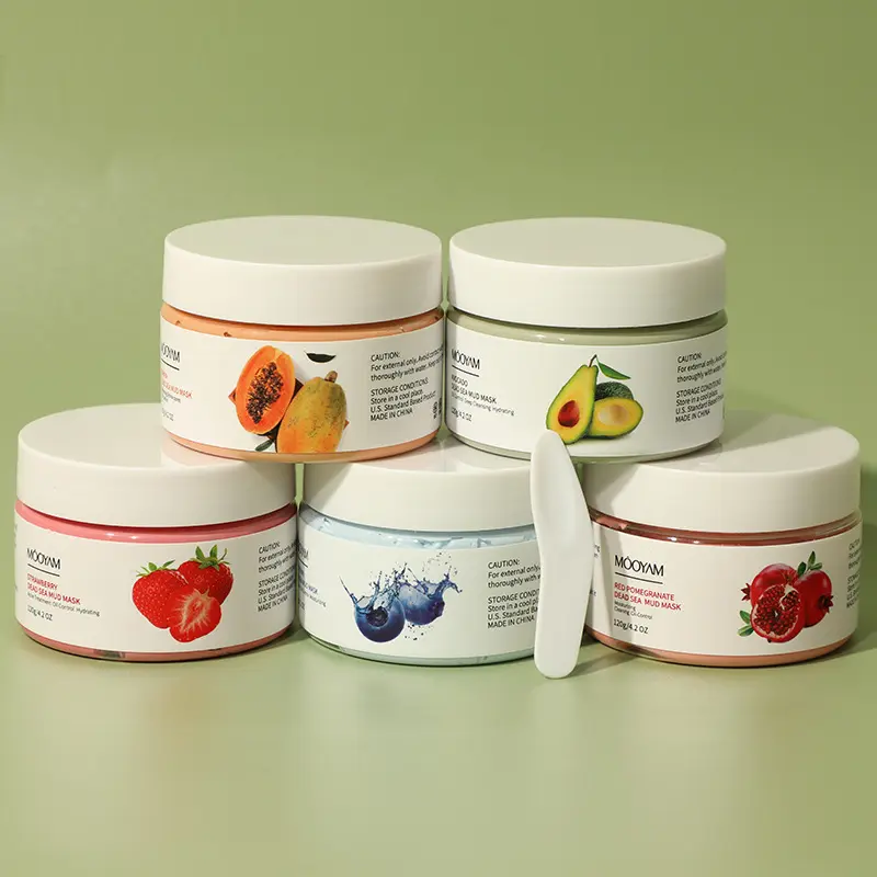 Masque de boue pour le visage bleu rose de la mer morte, soins de la peau, traitement de l'acné, blanchiment des fruits, masque d'argile pour le visage