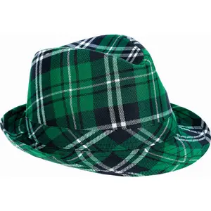 定制帕特里克节帽子绿色格子帽子和蝴蝶结绿色牛仔帽狂欢节爱尔兰派对配饰套装男女配饰