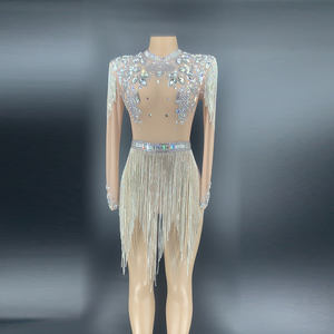 <span class=keywords><strong>Maniche</strong></span> <span class=keywords><strong>lunghe</strong></span> con nappine <span class=keywords><strong>paillettes</strong></span> per donne Sexy Bodysuit Show da ballo - Product Image 4